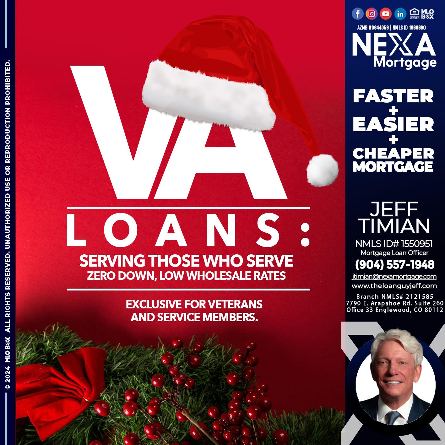 VA LOANS - Jeff Timian -Mortgage Loan Officer