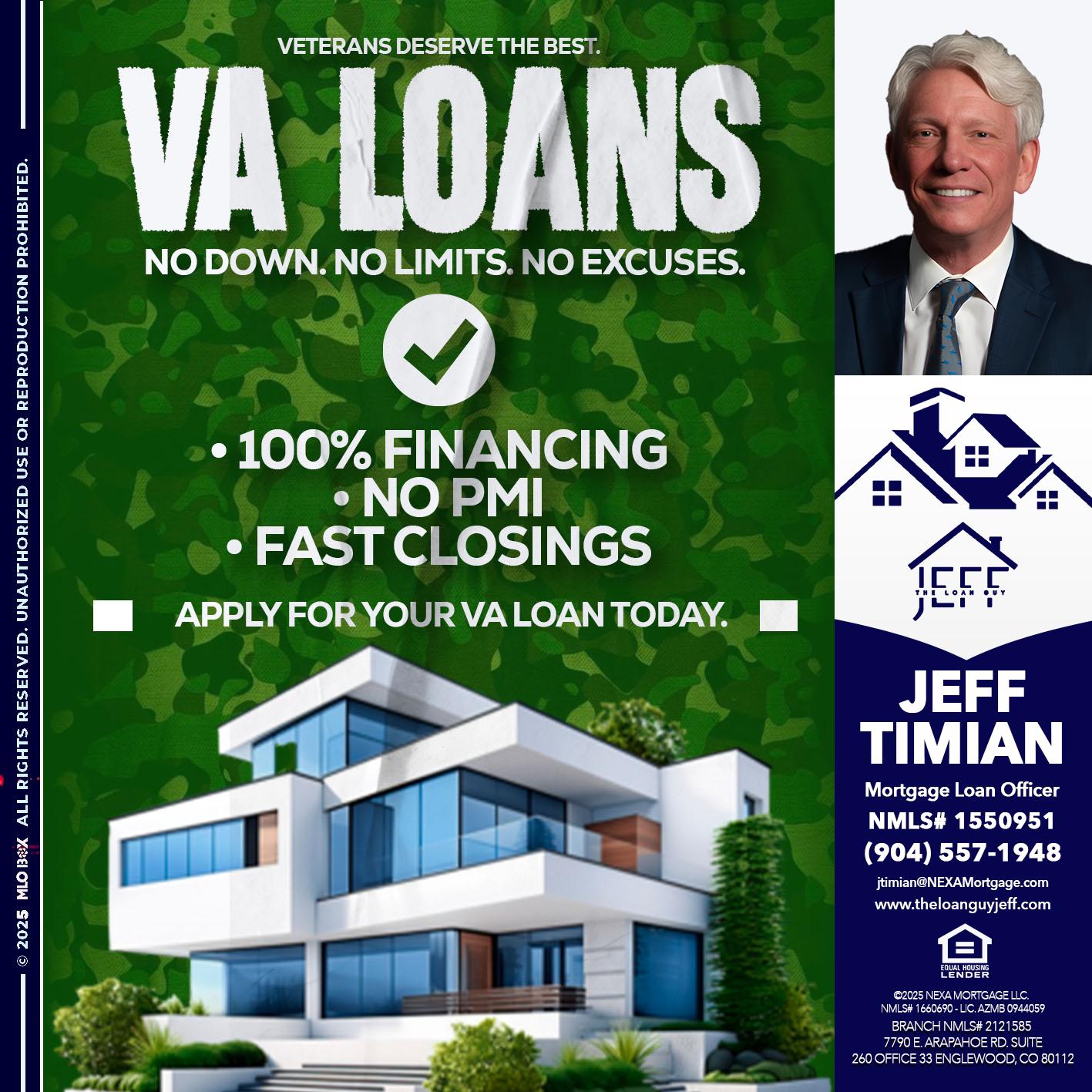VA LOANS - Jeff Timian -Mortgage Loan Officer