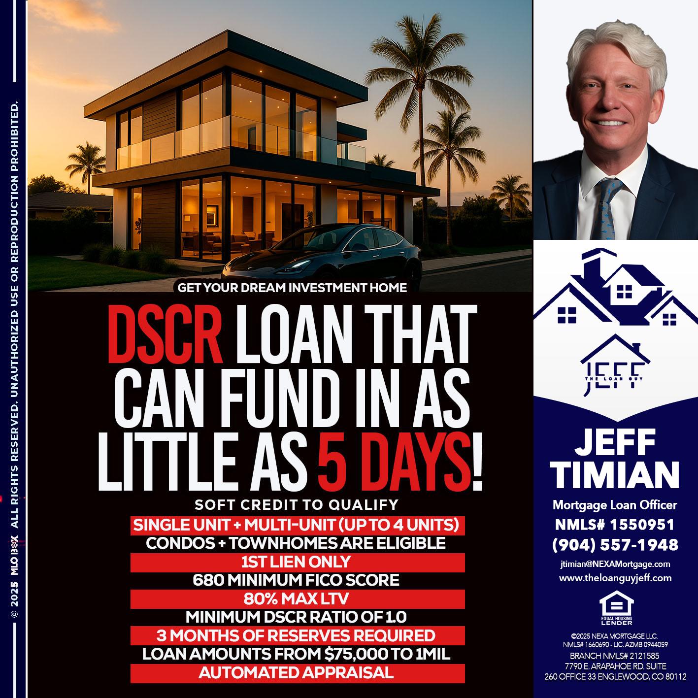 DSCR LOAN - Jeff Timian -Mortgage Loan Officer