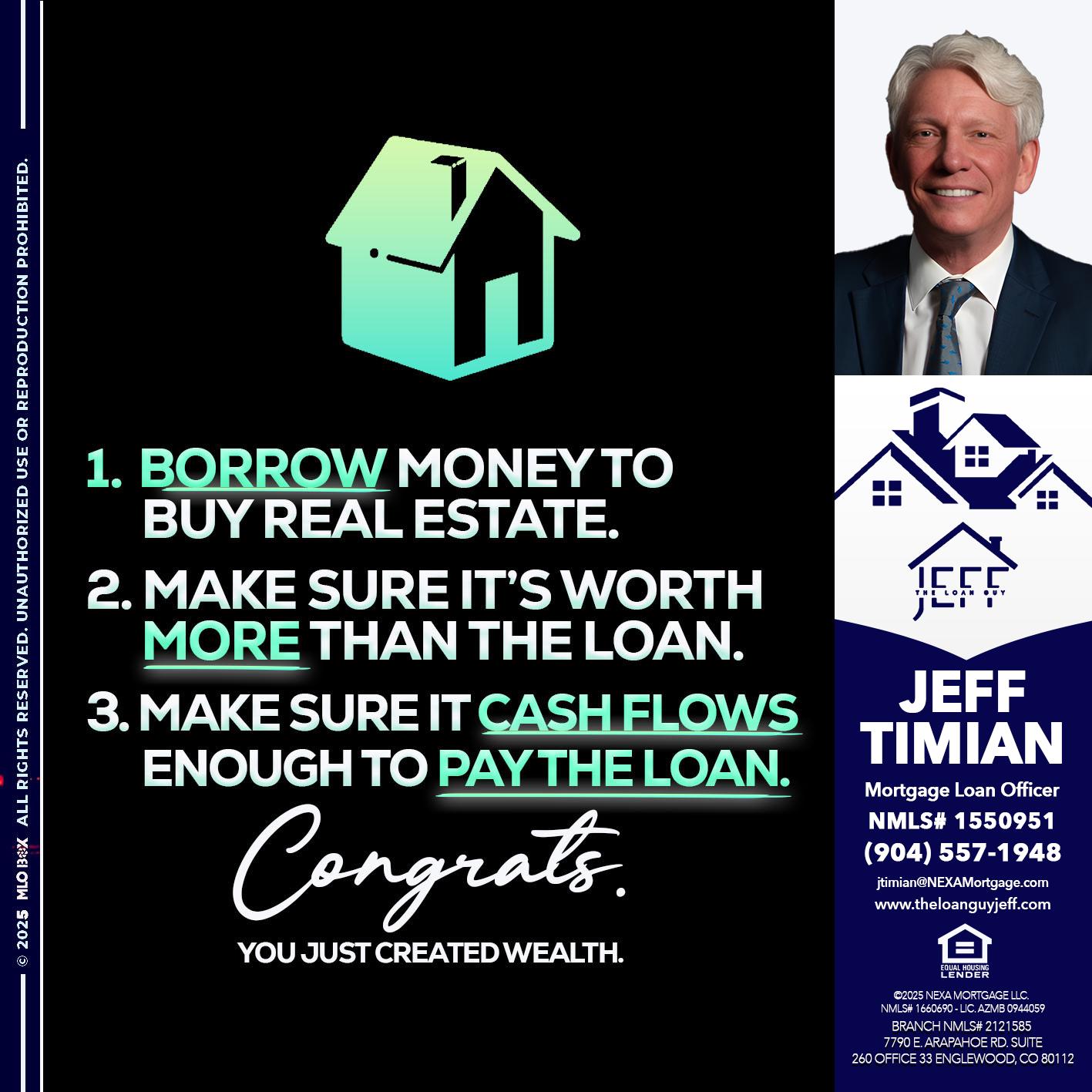 BORROW MONEY - Jeff Timian -Mortgage Loan Officer