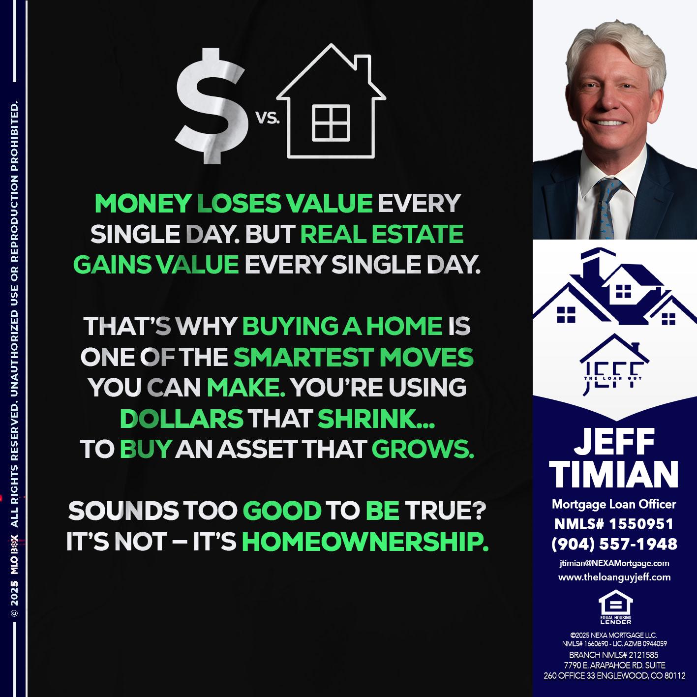 MONEY LOSES VALUE - Jeff Timian -Mortgage Loan Officer