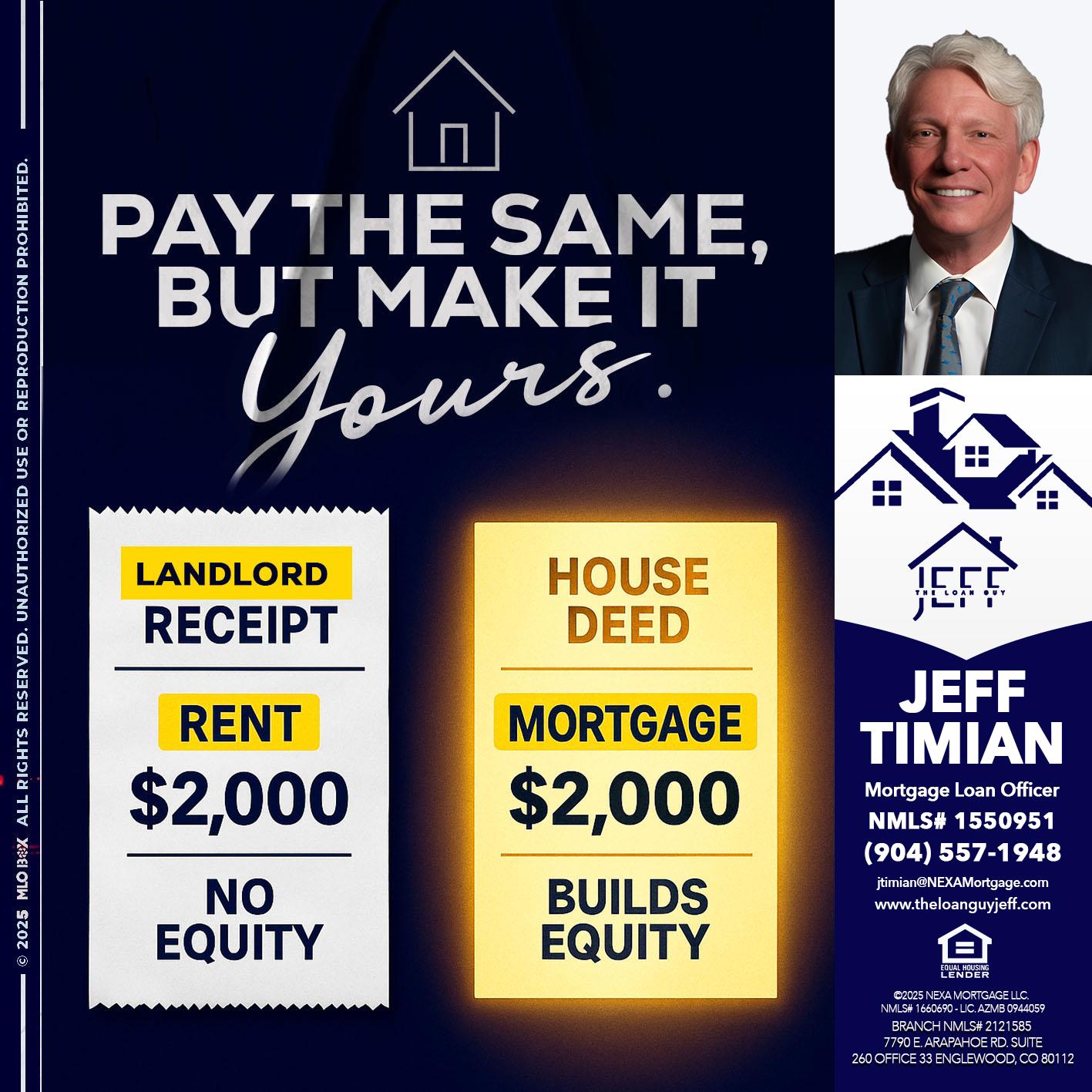 pay the same - Jeff Timian -Mortgage Loan Officer