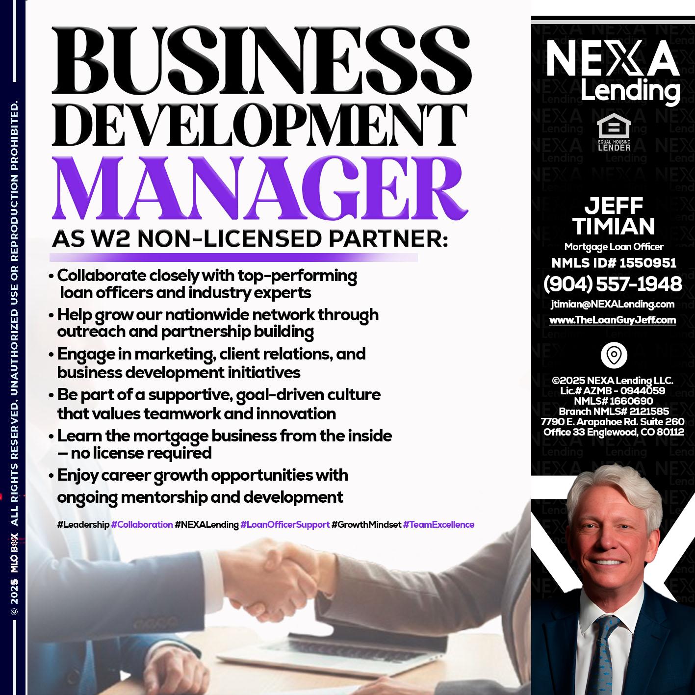 business development - Jeff Timian -Mortgage Loan Officer