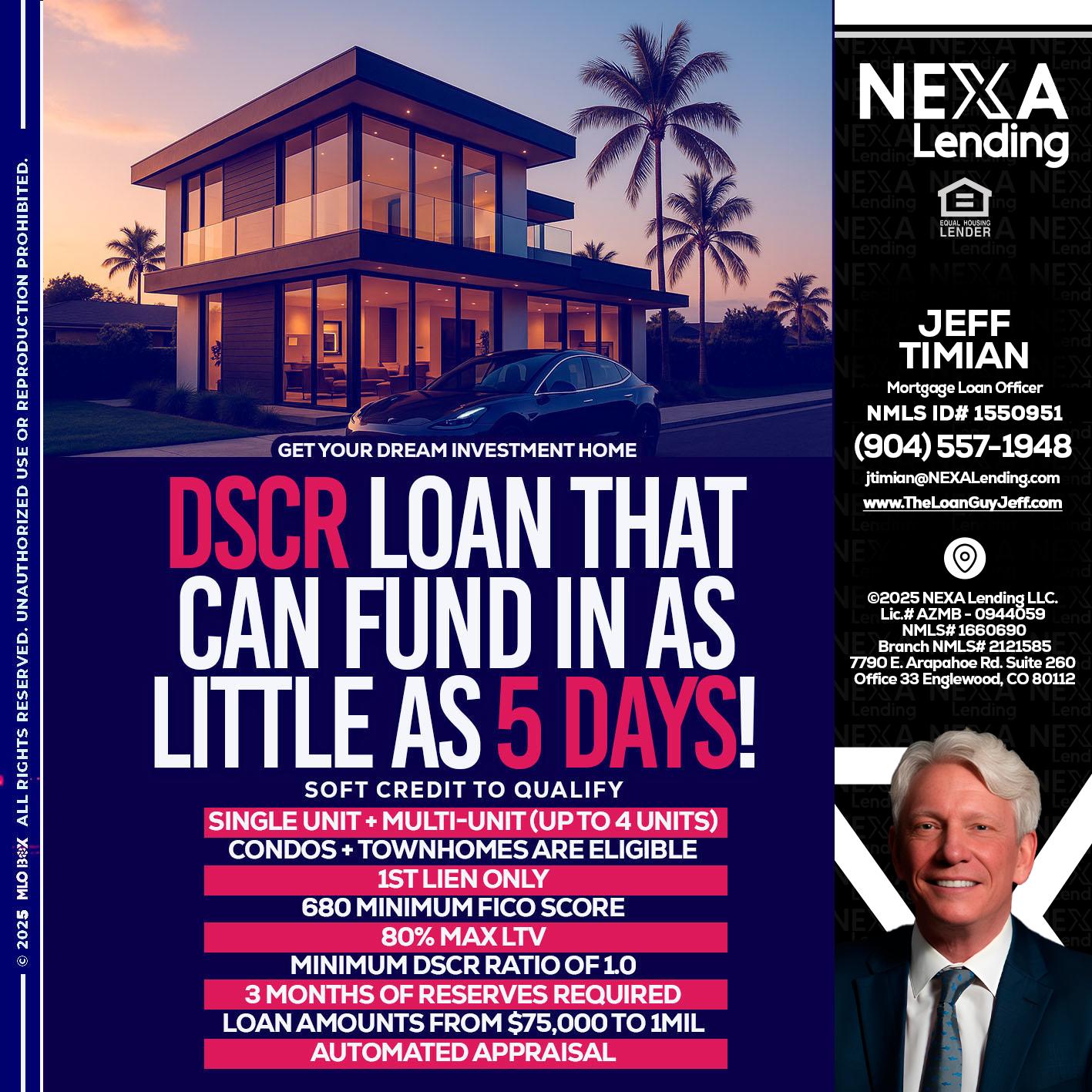 DSCR - Jeff Timian -Mortgage Loan Officer
