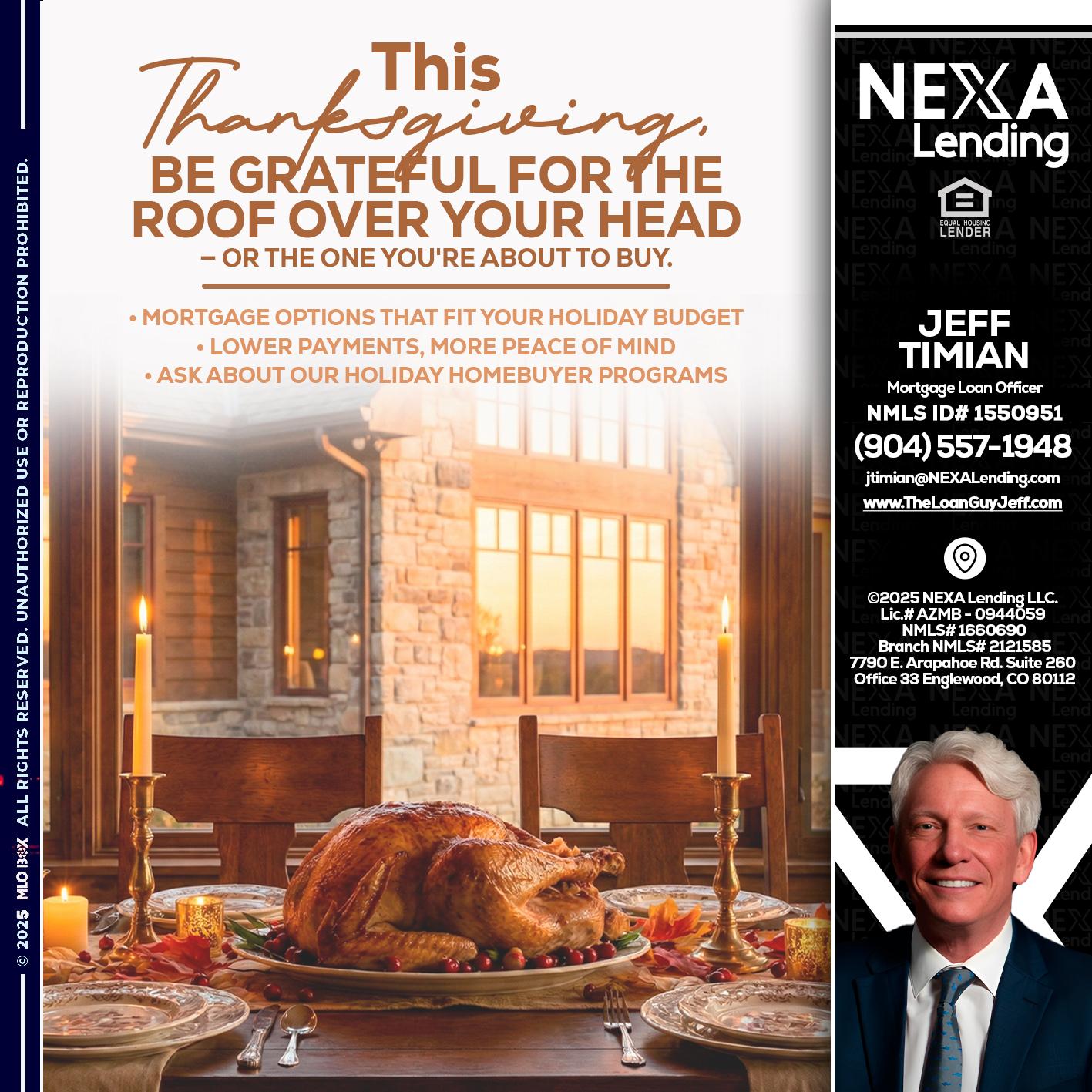 THIS THANKSGIVING - Jeff Timian -Mortgage Loan Officer