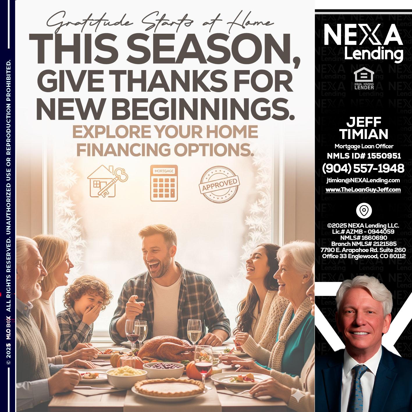 THIS SEASON - Jeff Timian -Mortgage Loan Officer