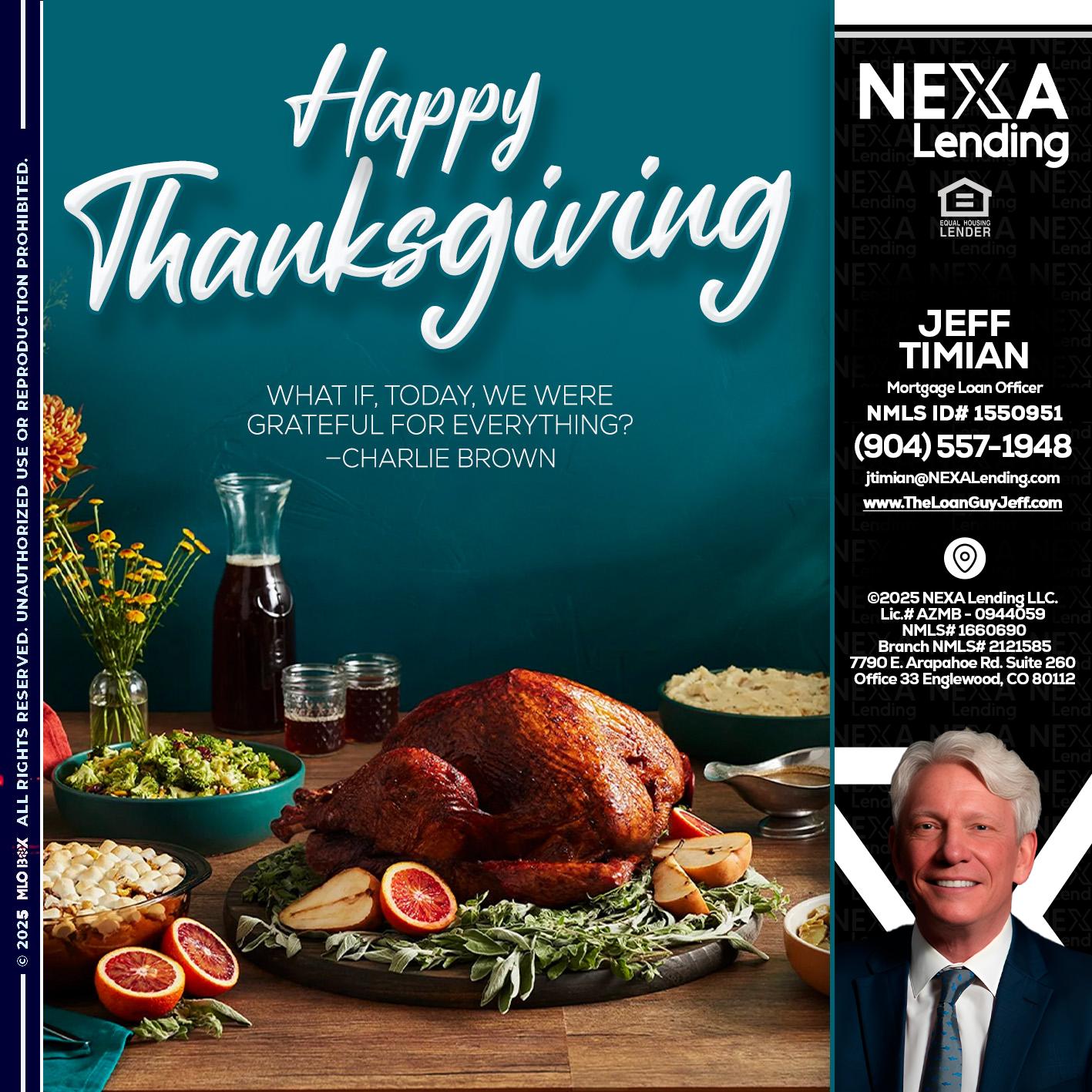 happy Thanksgiving - Jeff Timian -Mortgage Loan Officer
