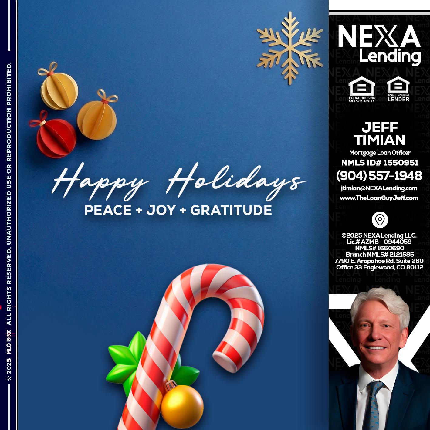 HAPPY HOLIDAYS - Jeff Timian -Mortgage Loan Officer