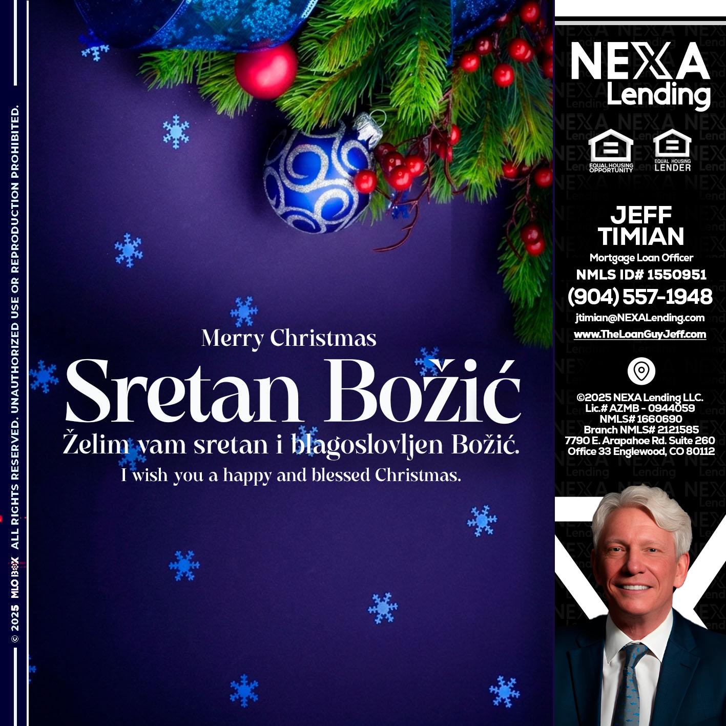 Sretan Božić - Jeff Timian -Mortgage Loan Officer