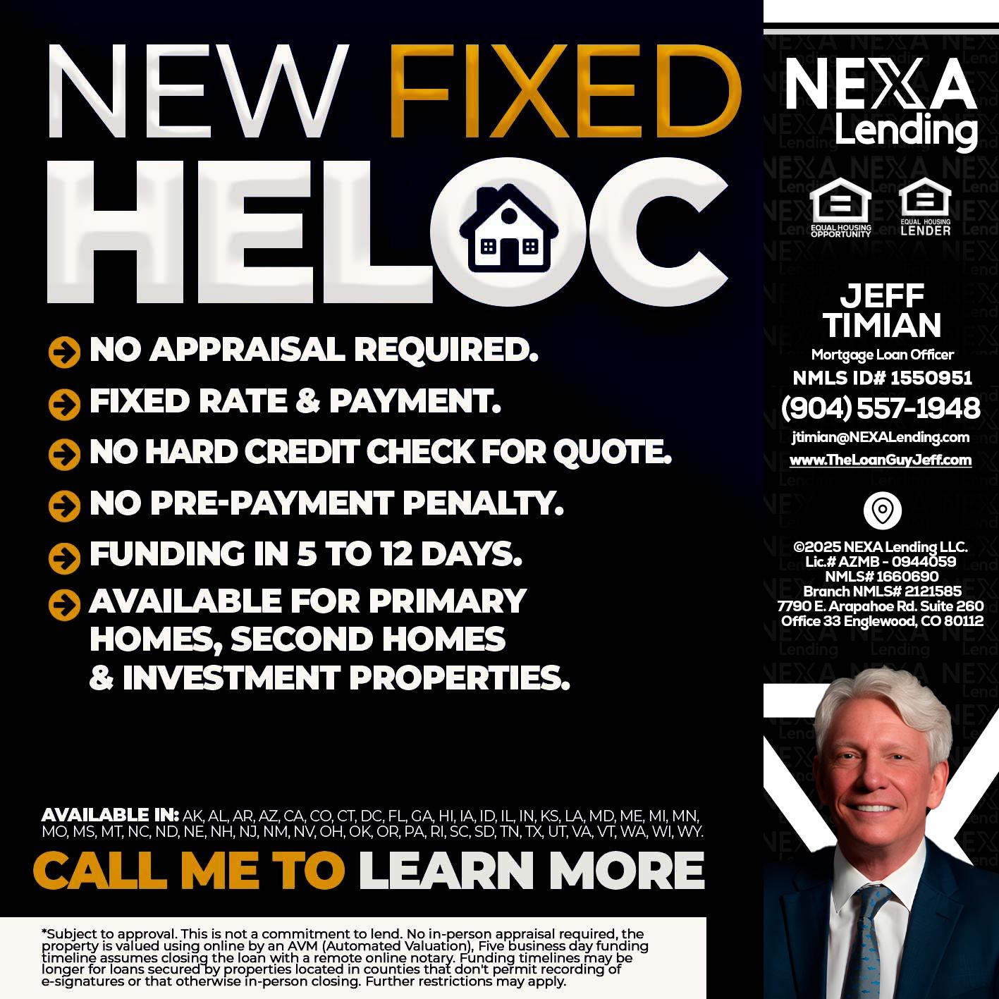HELOC - Jeff Timian -Mortgage Loan Officer