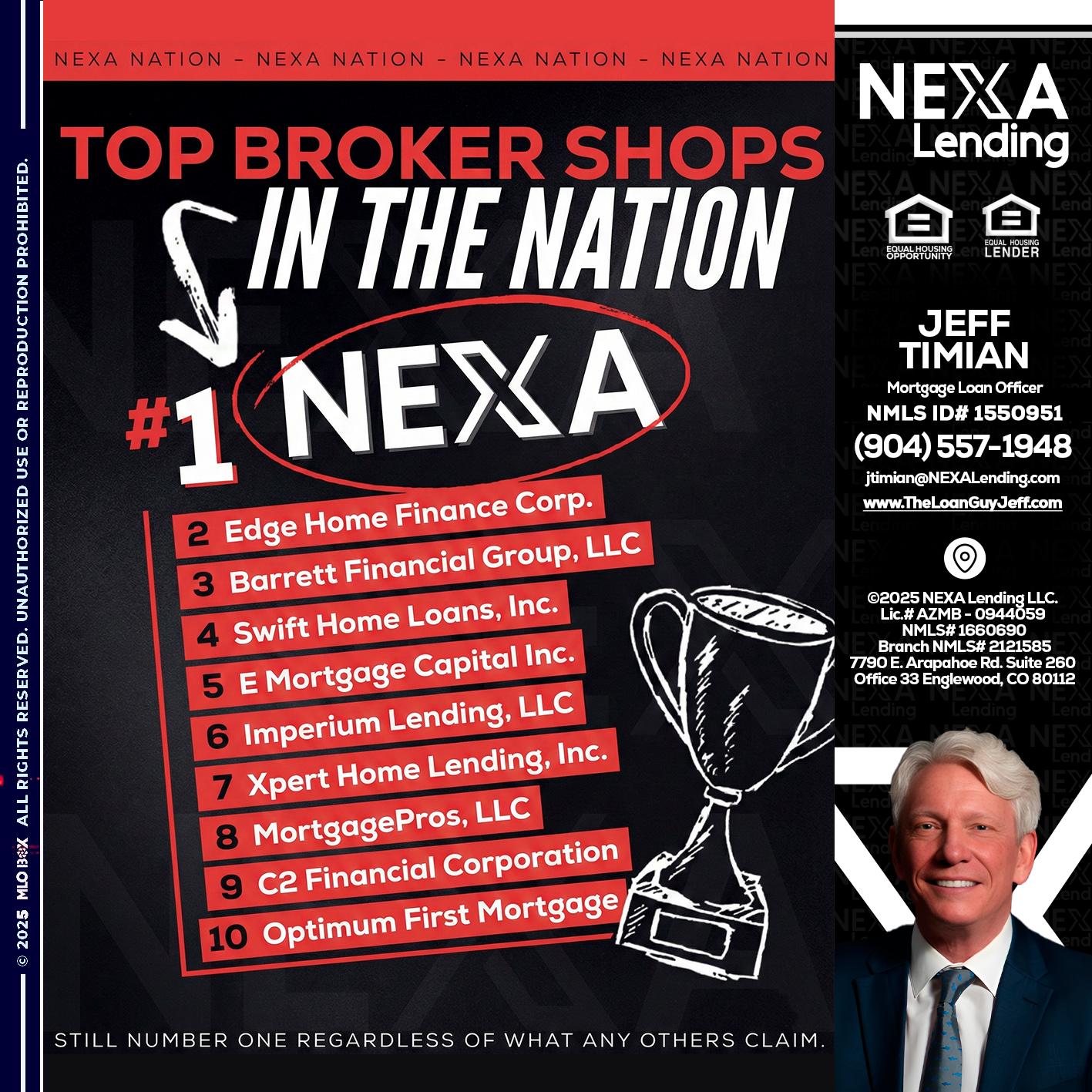 top broker - Jeff Timian -Mortgage Loan Officer