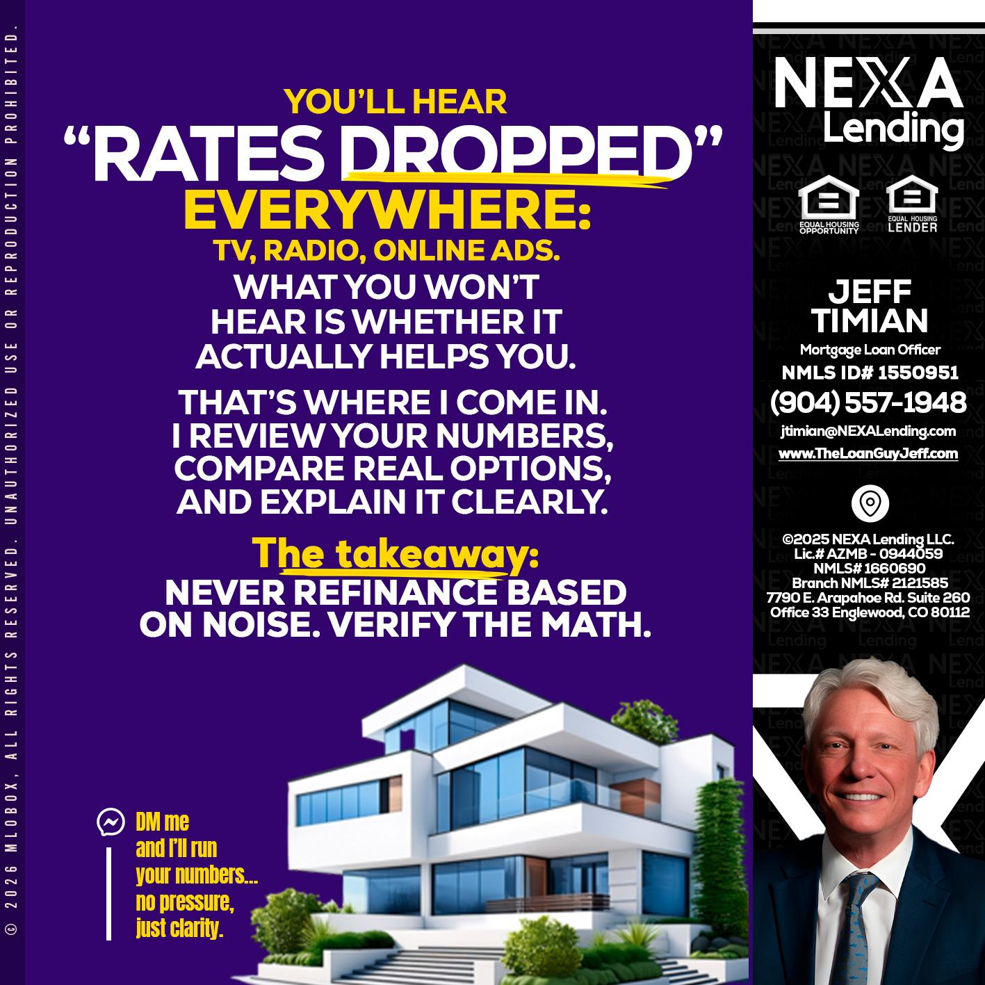 RATES DOPPED - Jeff Timian -Mortgage Loan Officer