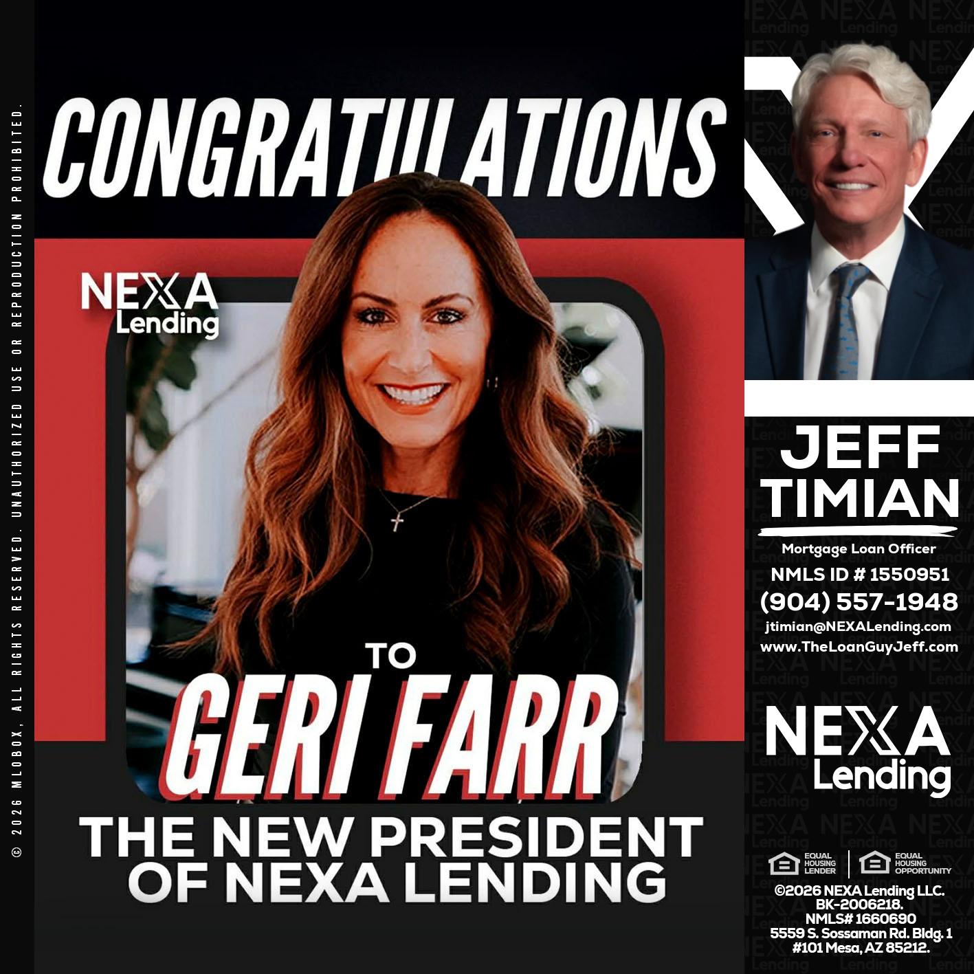 CONGRATULATIONS - Jeff Timian -Mortgage Loan Officer