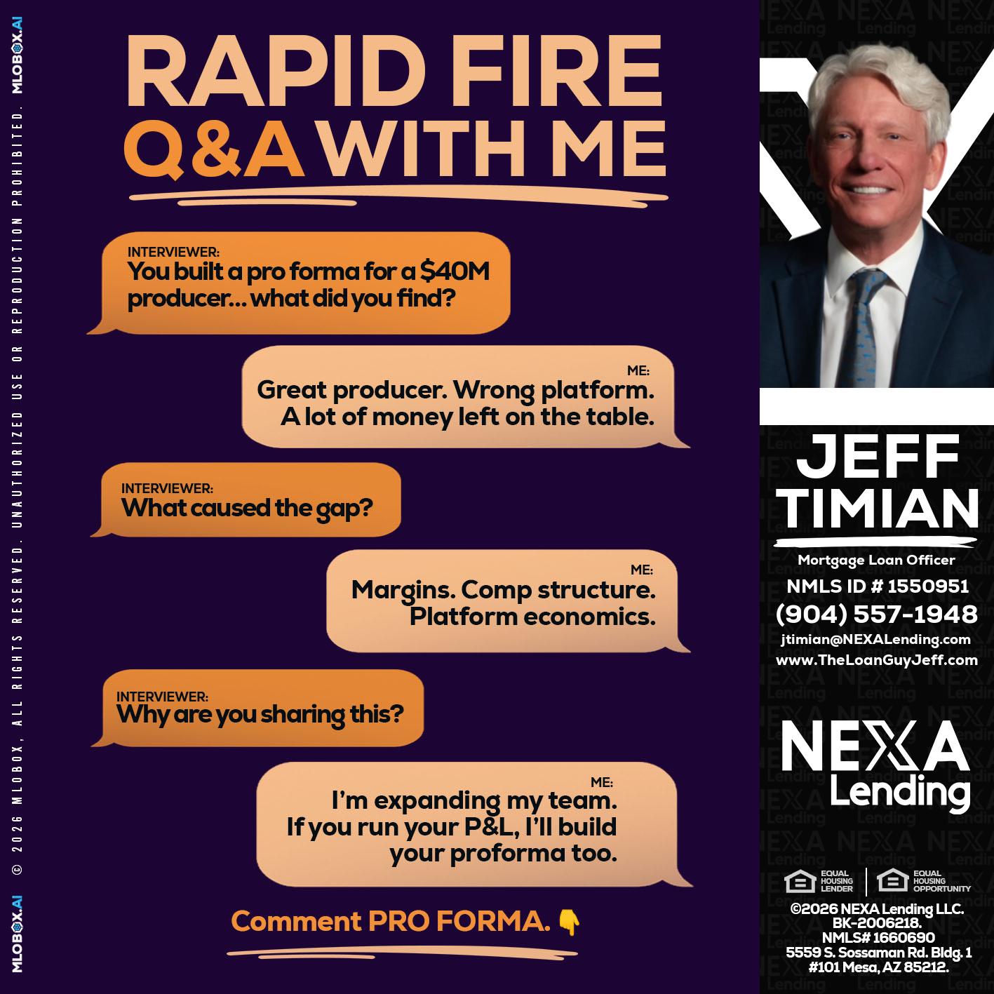 RAPID FIRE - Jeff Timian -Mortgage Loan Officer