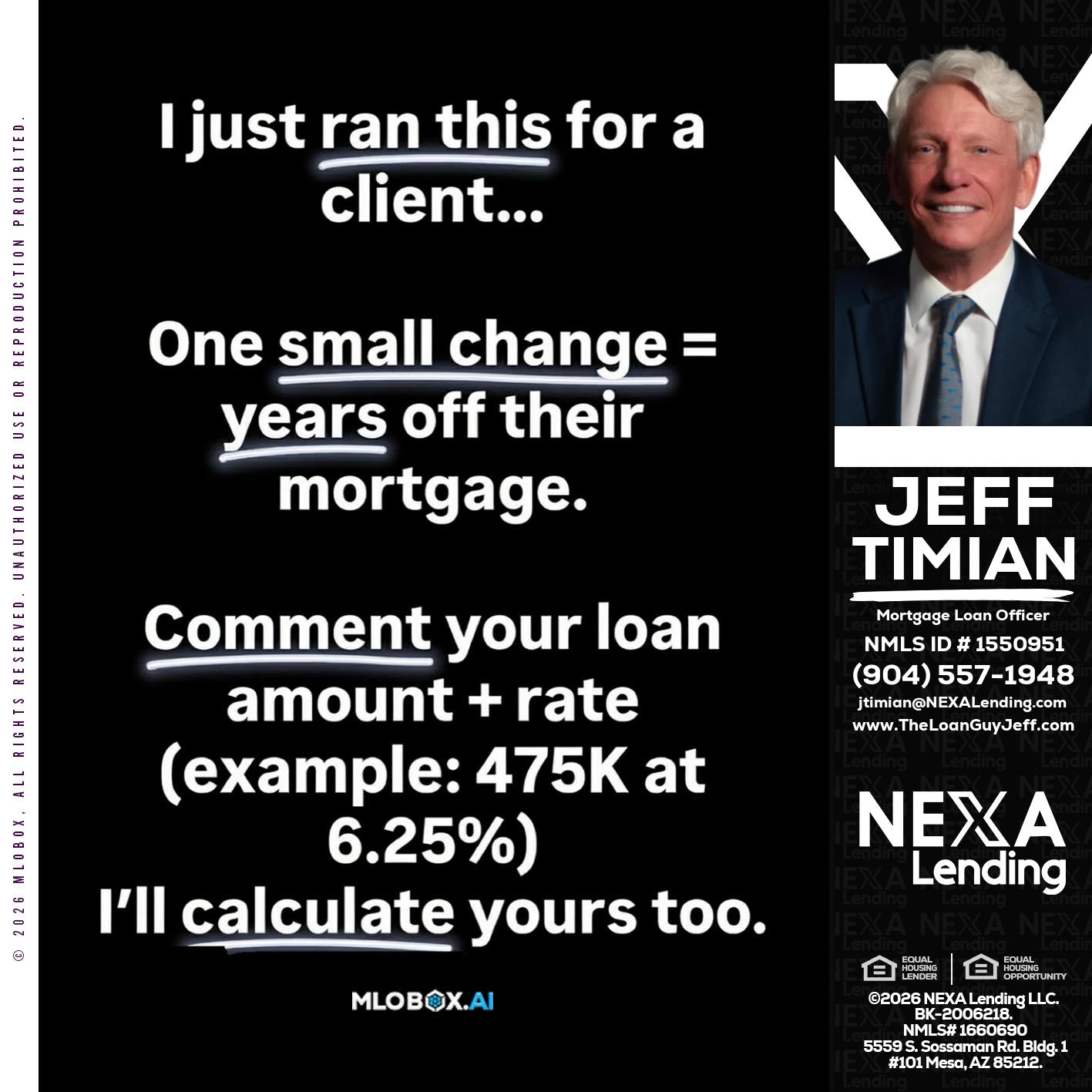 I JUST RAN - Jeff Timian -Mortgage Loan Officer