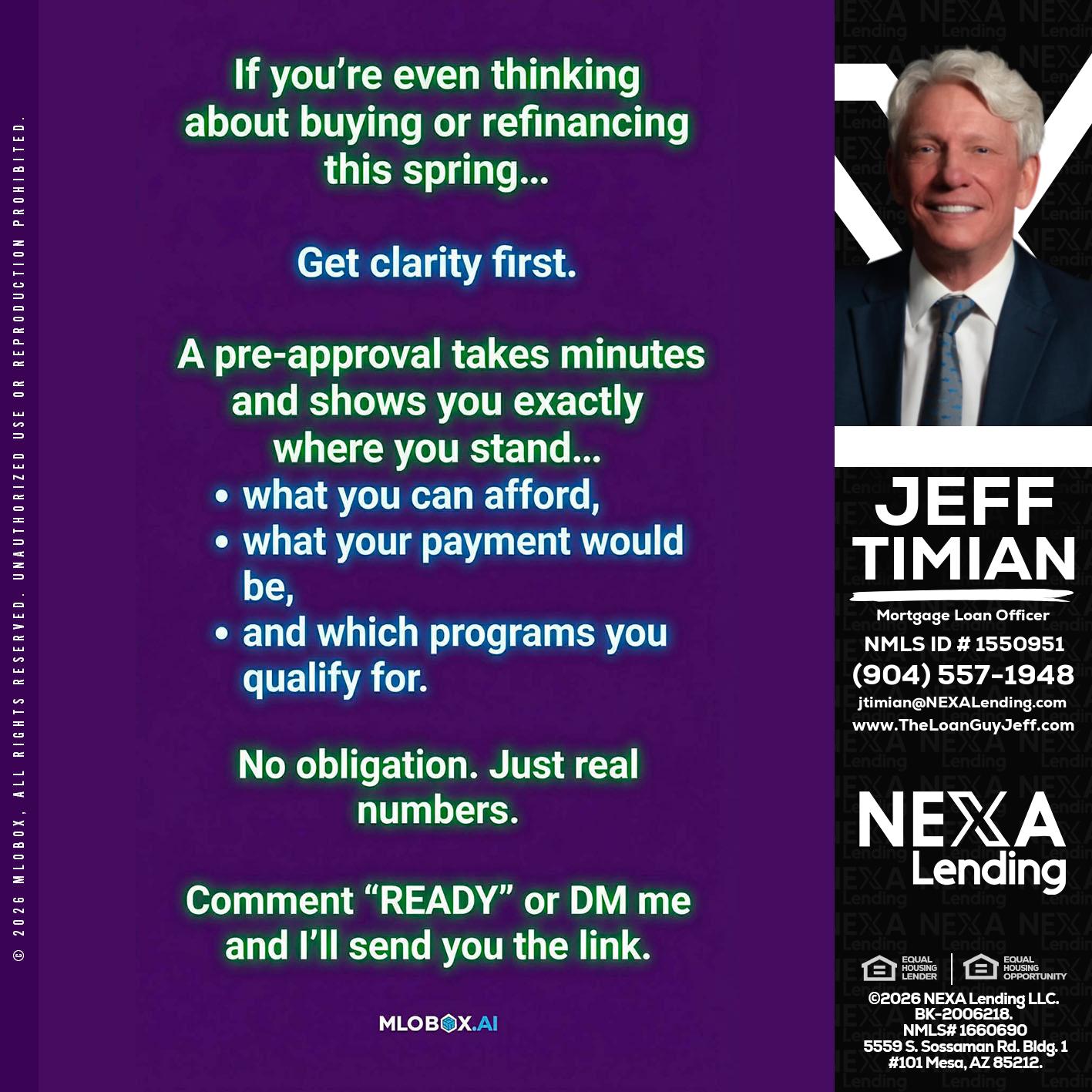 IF YOU THINKING - Jeff Timian -Mortgage Loan Officer