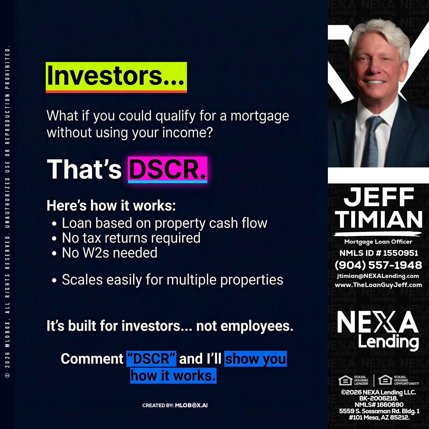 INVESTORS - Jeff Timian -Mortgage Loan Officer