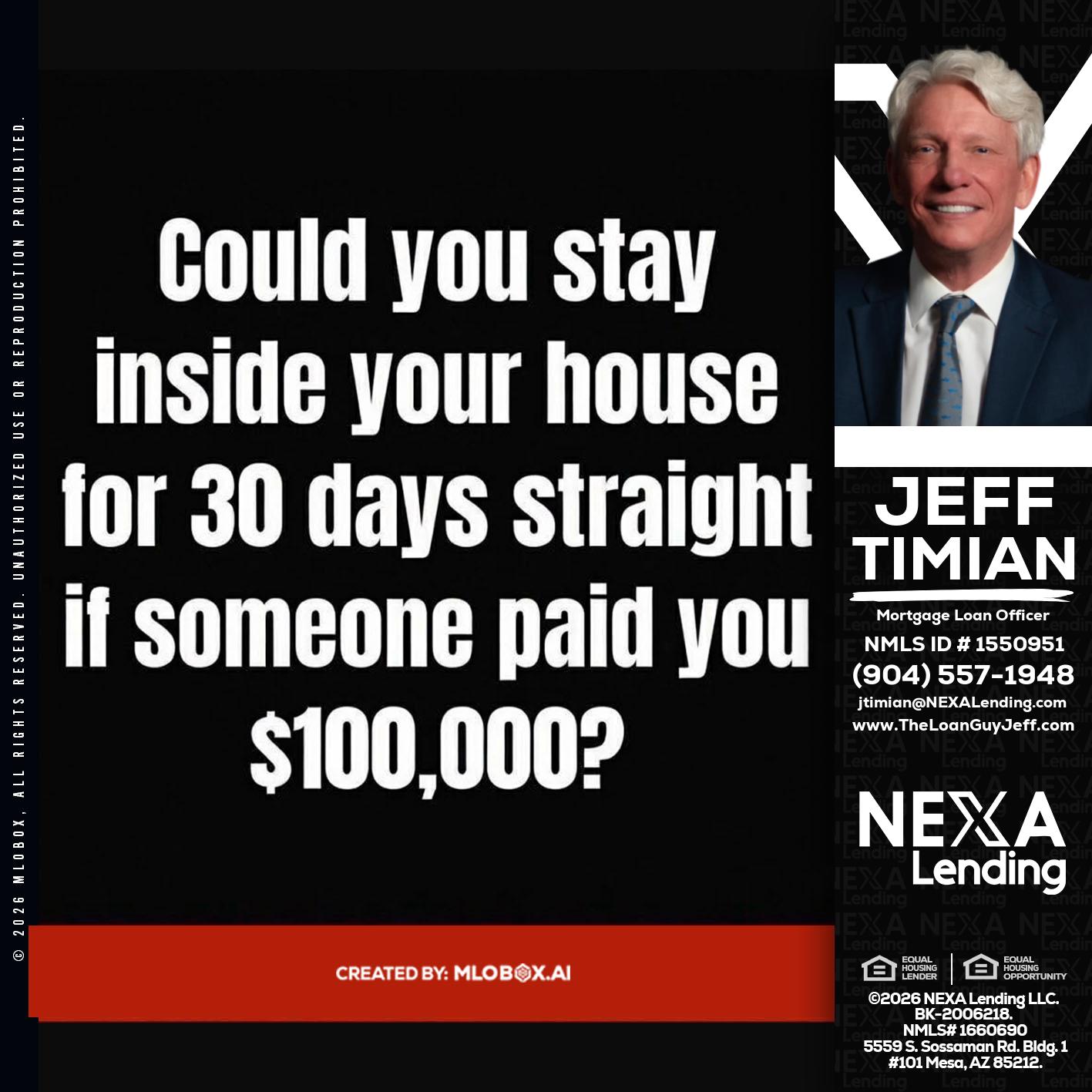 COULD YOU STAY - Jeff Timian -Mortgage Loan Officer