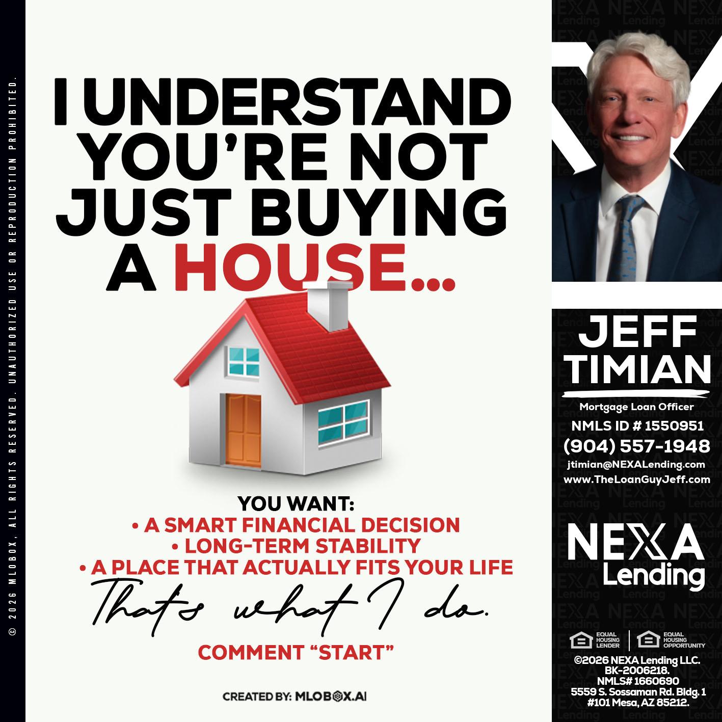 I UNDERSTAND - Jeff Timian -Mortgage Loan Officer