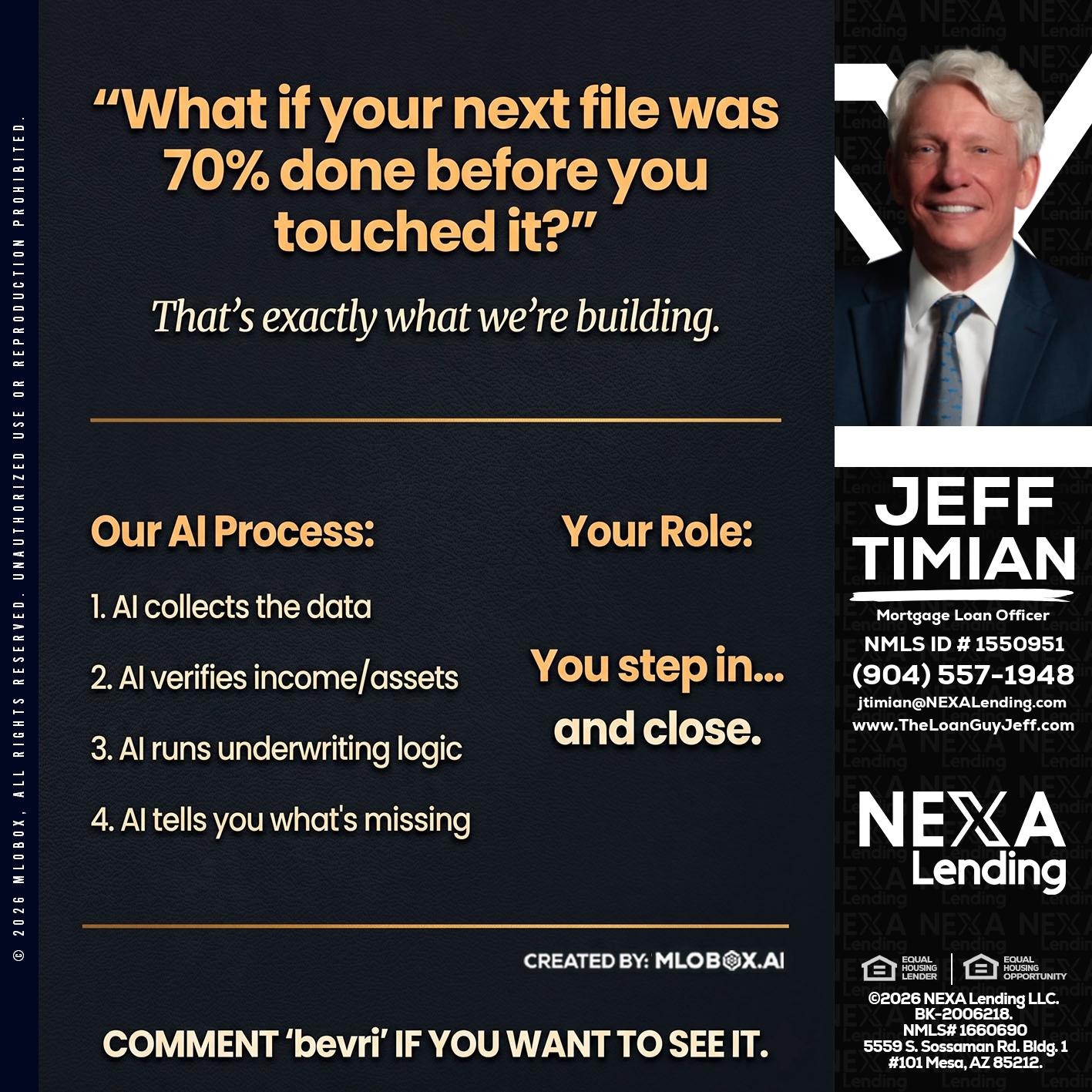 WHAT IF YOUR - Jeff Timian -Mortgage Loan Officer