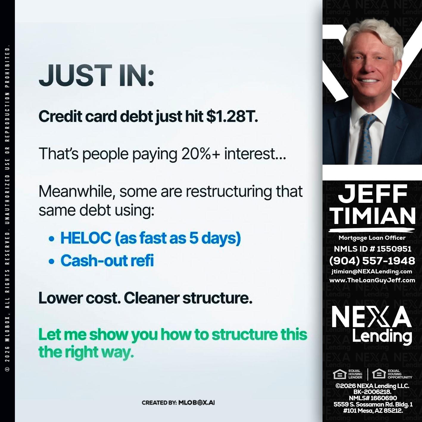 JUST IN - Jeff Timian -Mortgage Loan Officer