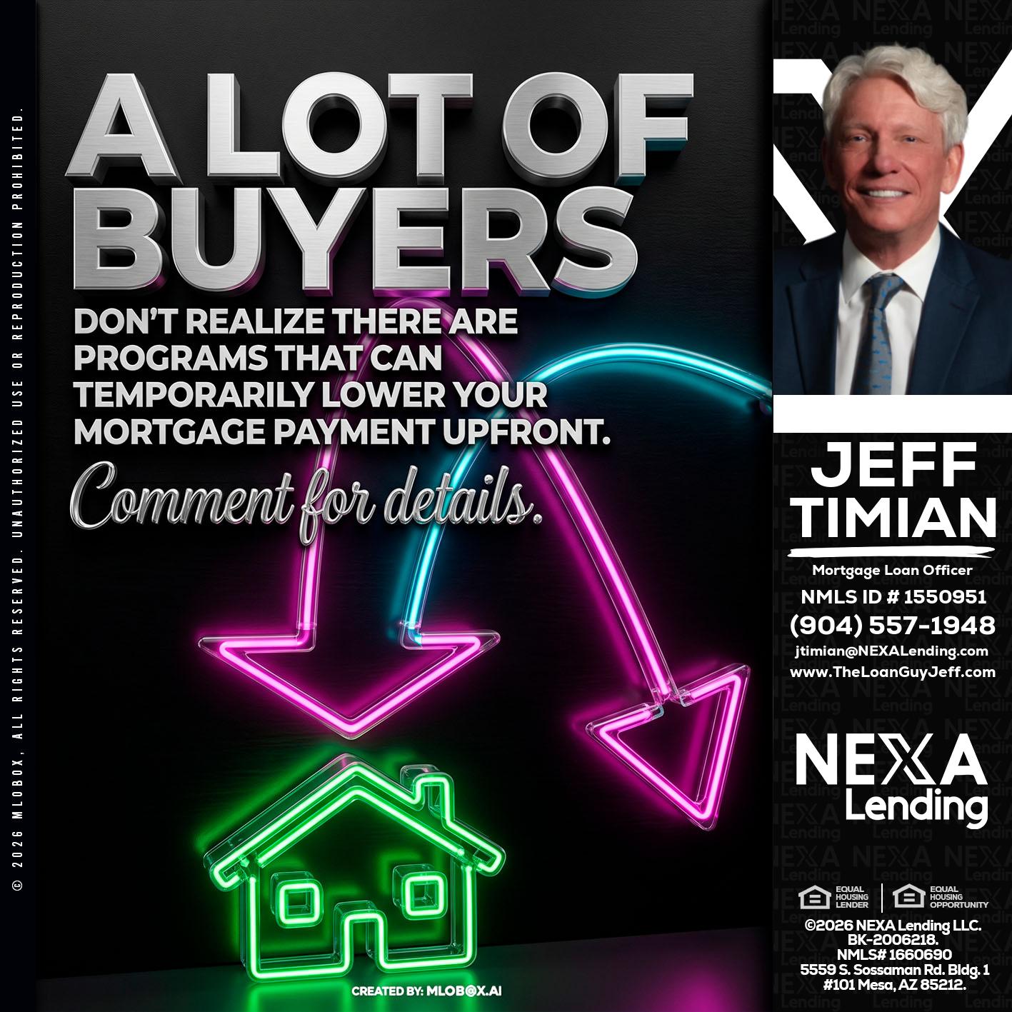 A LOT OF BUYERS - Jeff Timian -Mortgage Loan Officer
