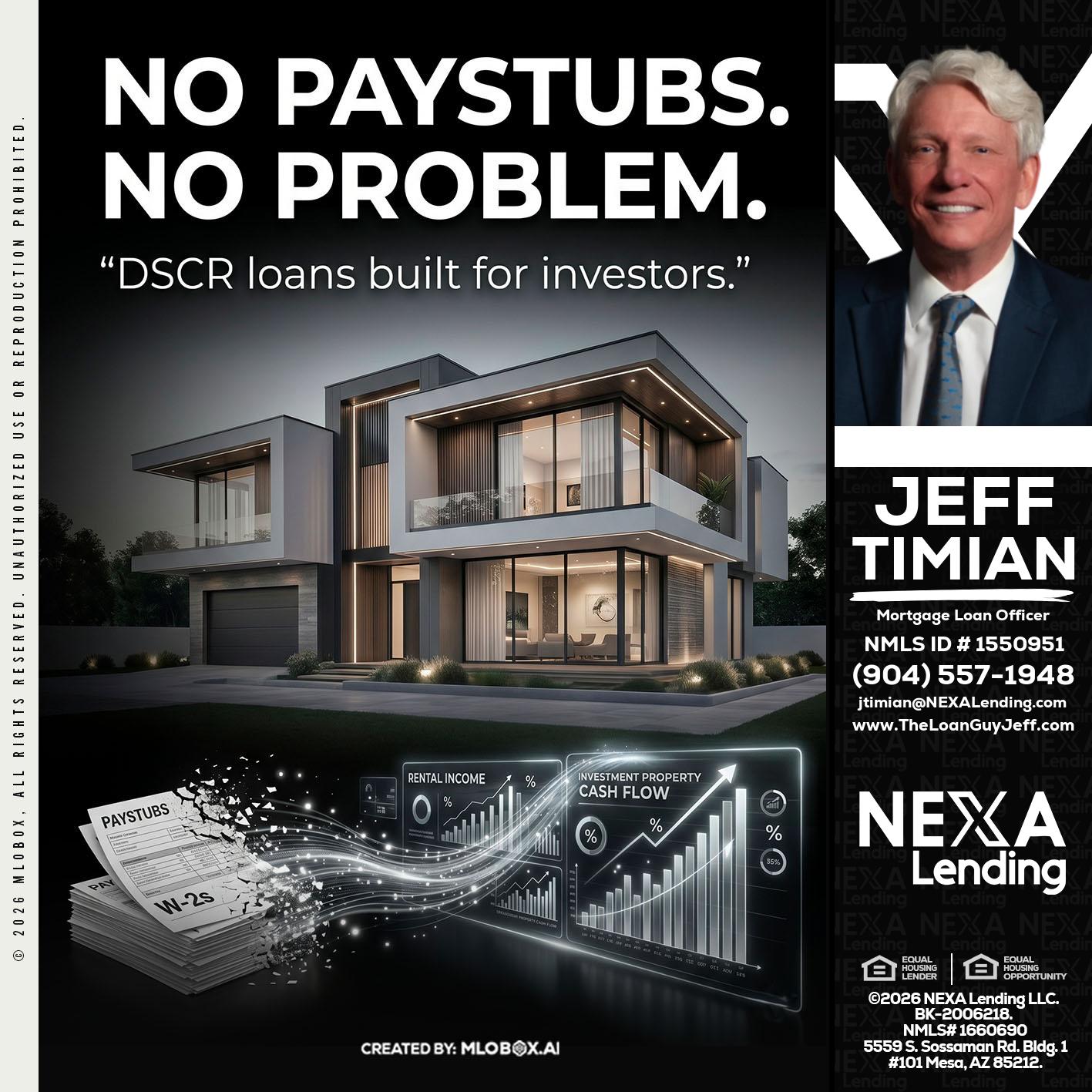 no paystub - Jeff Timian -Mortgage Loan Officer