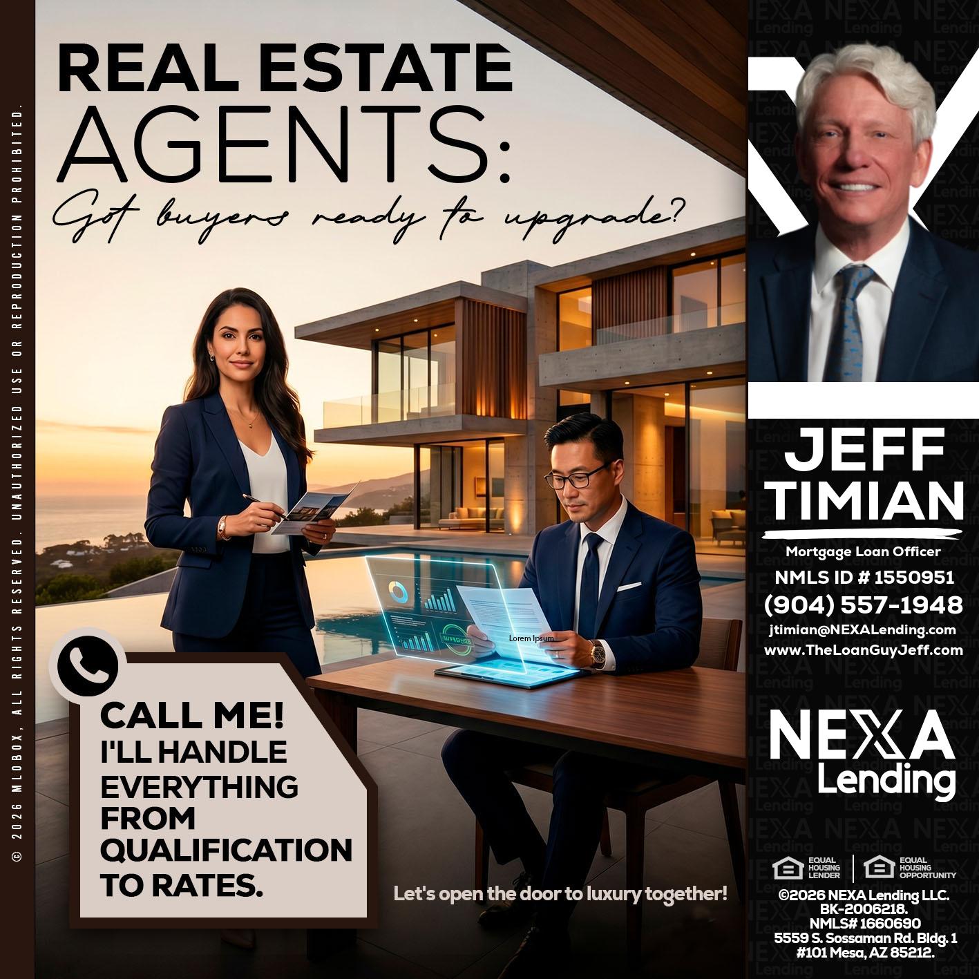 REAL ESTATE AGENTS - Jeff Timian -Mortgage Loan Officer