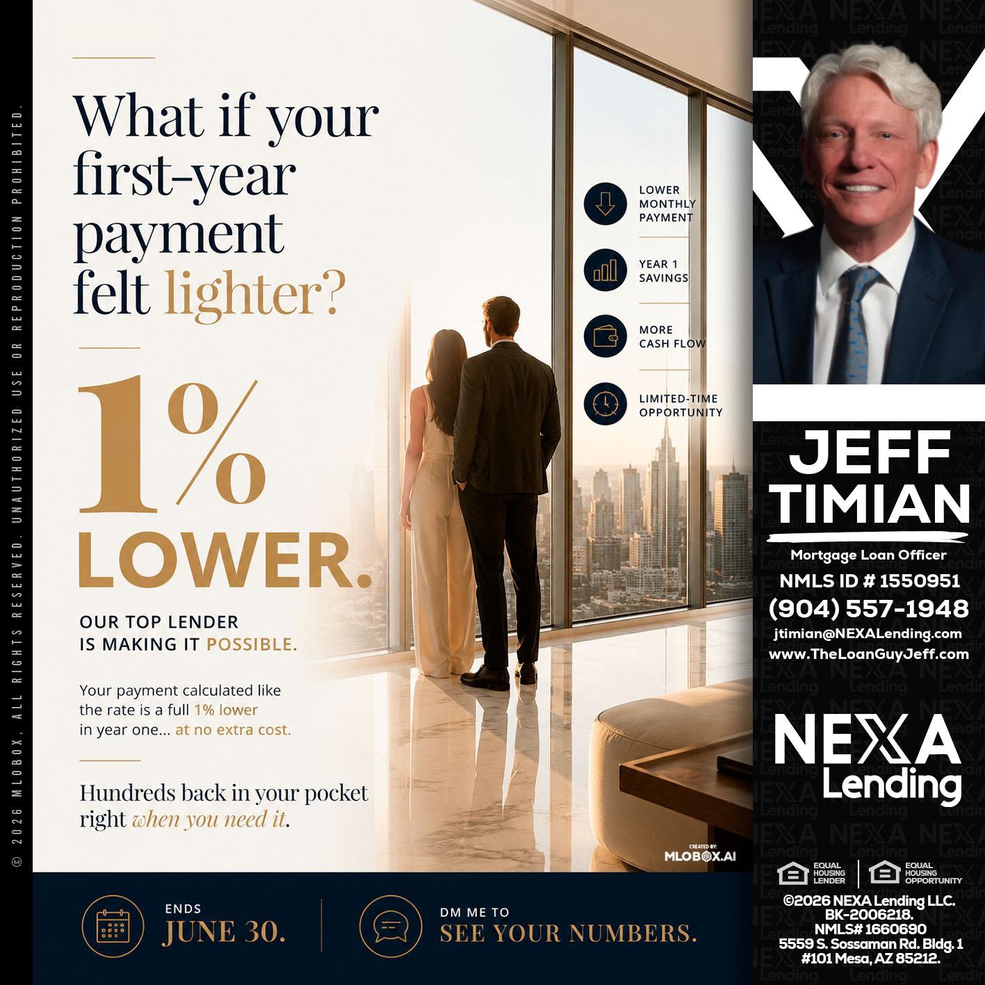 1% lower - Jeff Timian -Mortgage Loan Officer