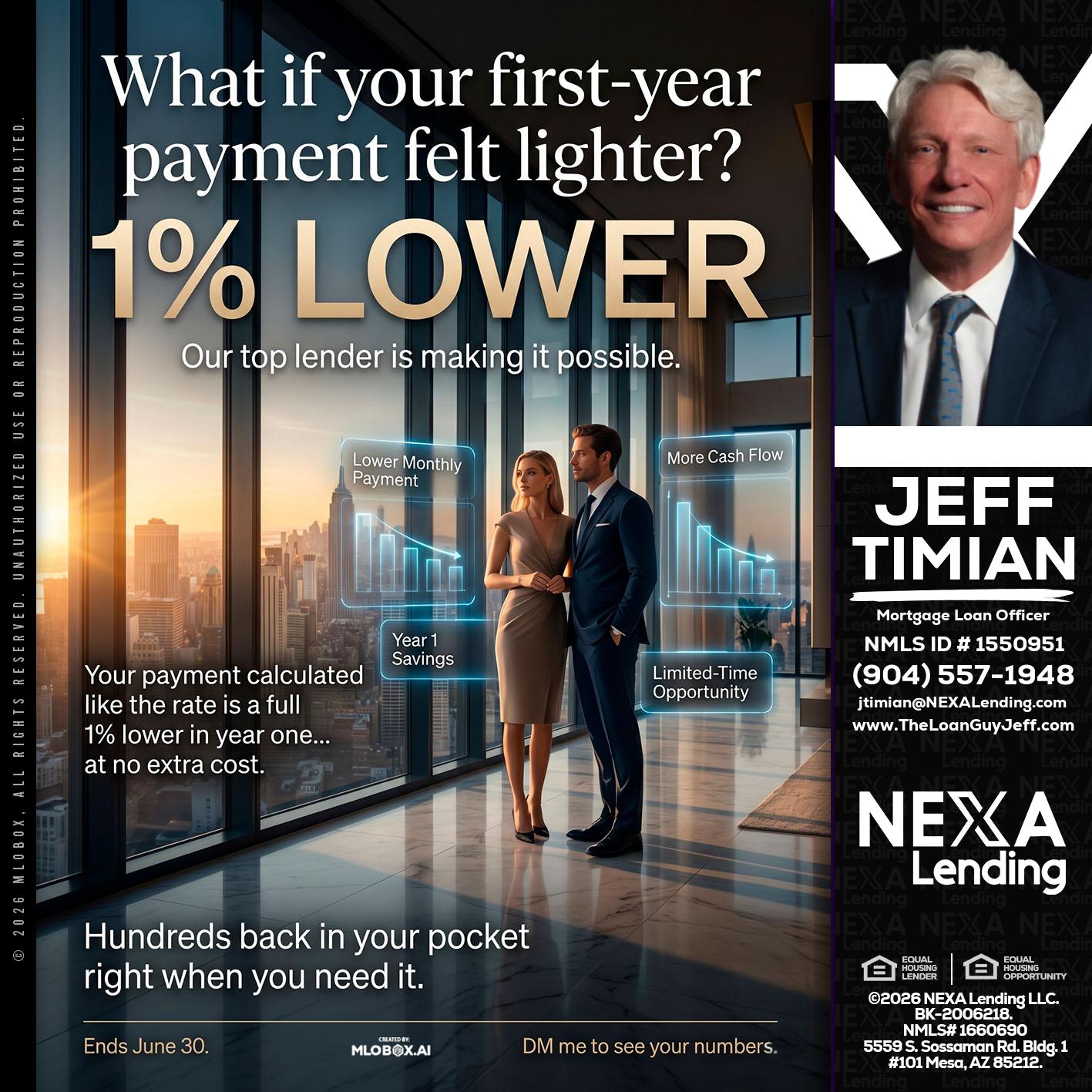 1% LOWER - Jeff Timian -Mortgage Loan Officer