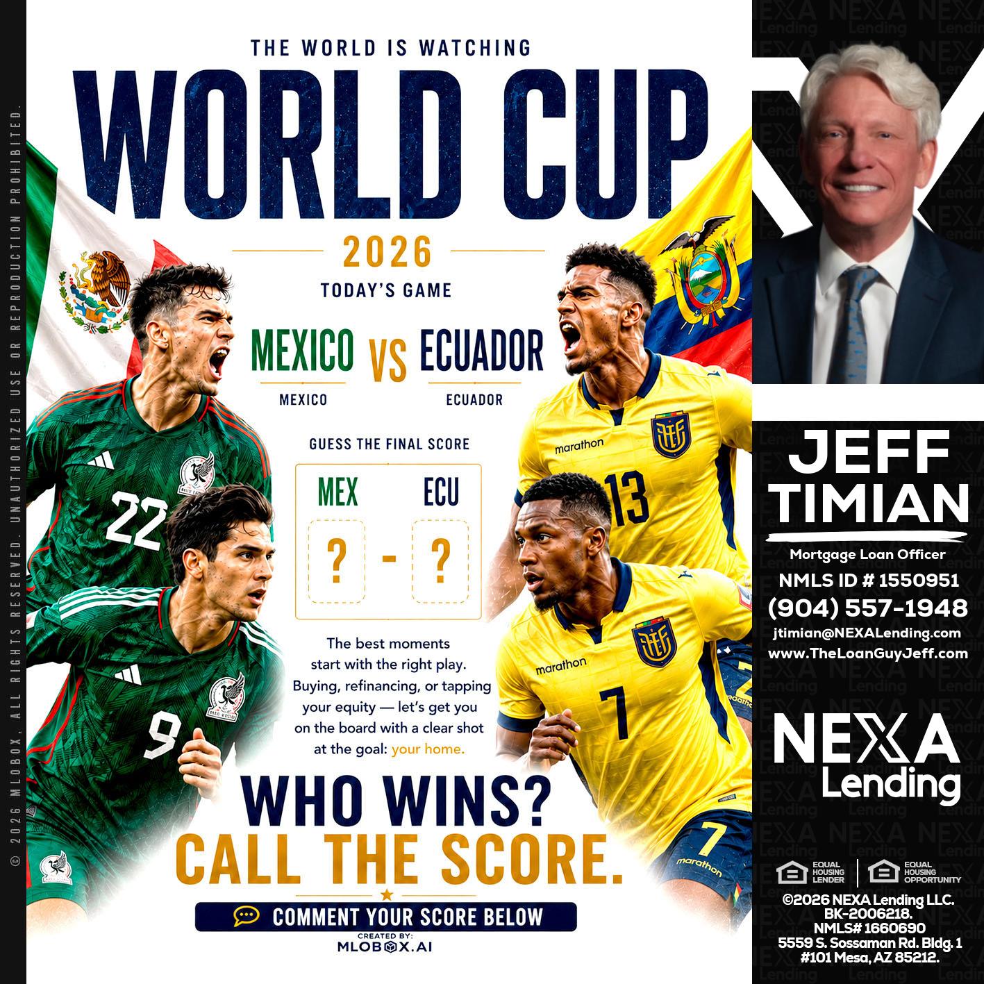 WORLD CUP 2026 - Jeff Timian -Mortgage Loan Officer