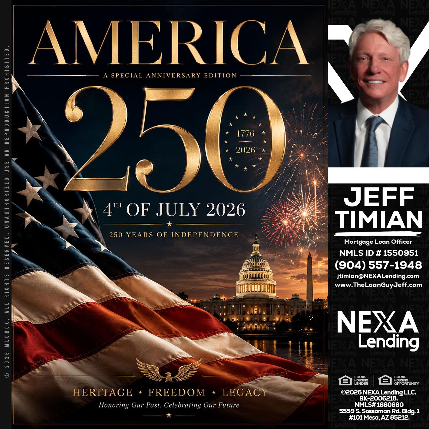 AMERICA 250 TH - Jeff Timian -Mortgage Loan Officer