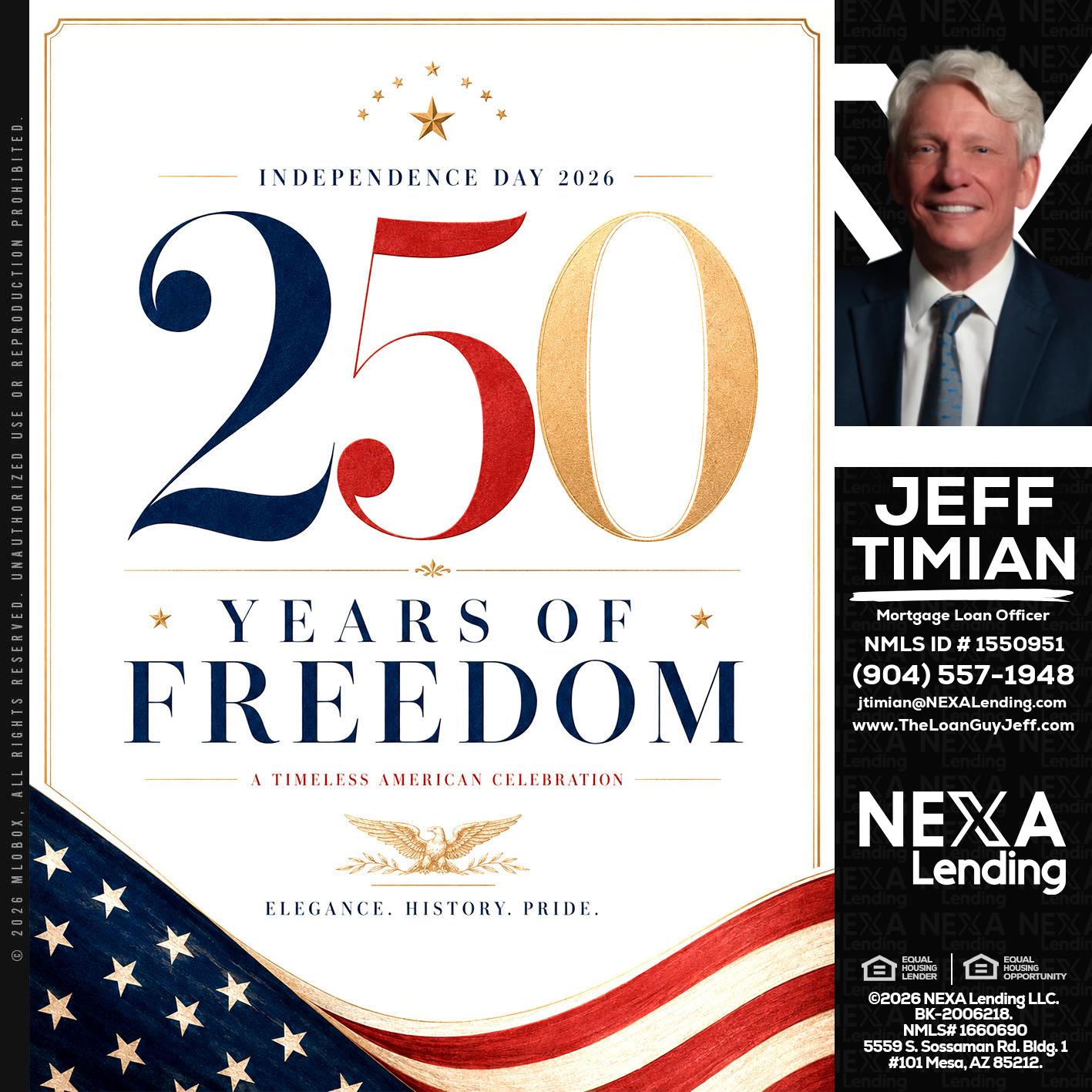 250 YEARS - Jeff Timian -Mortgage Loan Officer
