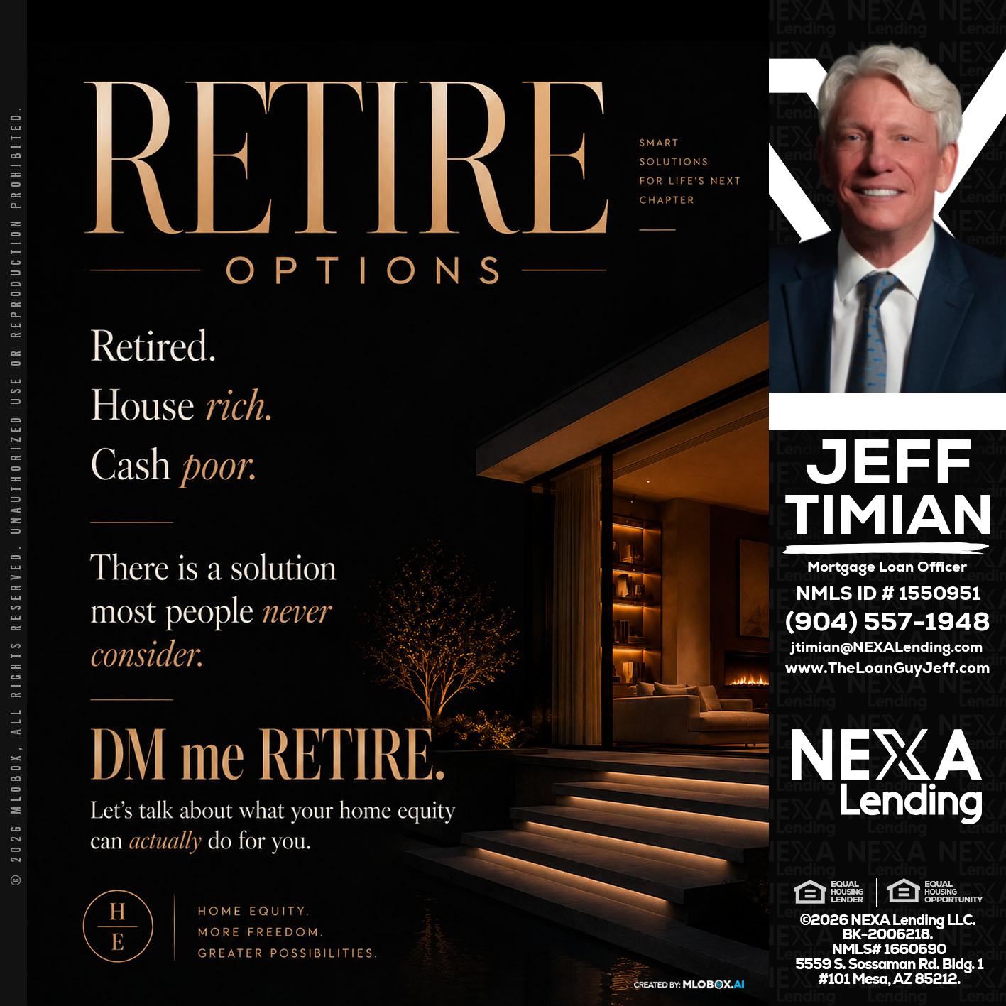 RETIRE LOANS - Jeff Timian -Mortgage Loan Officer