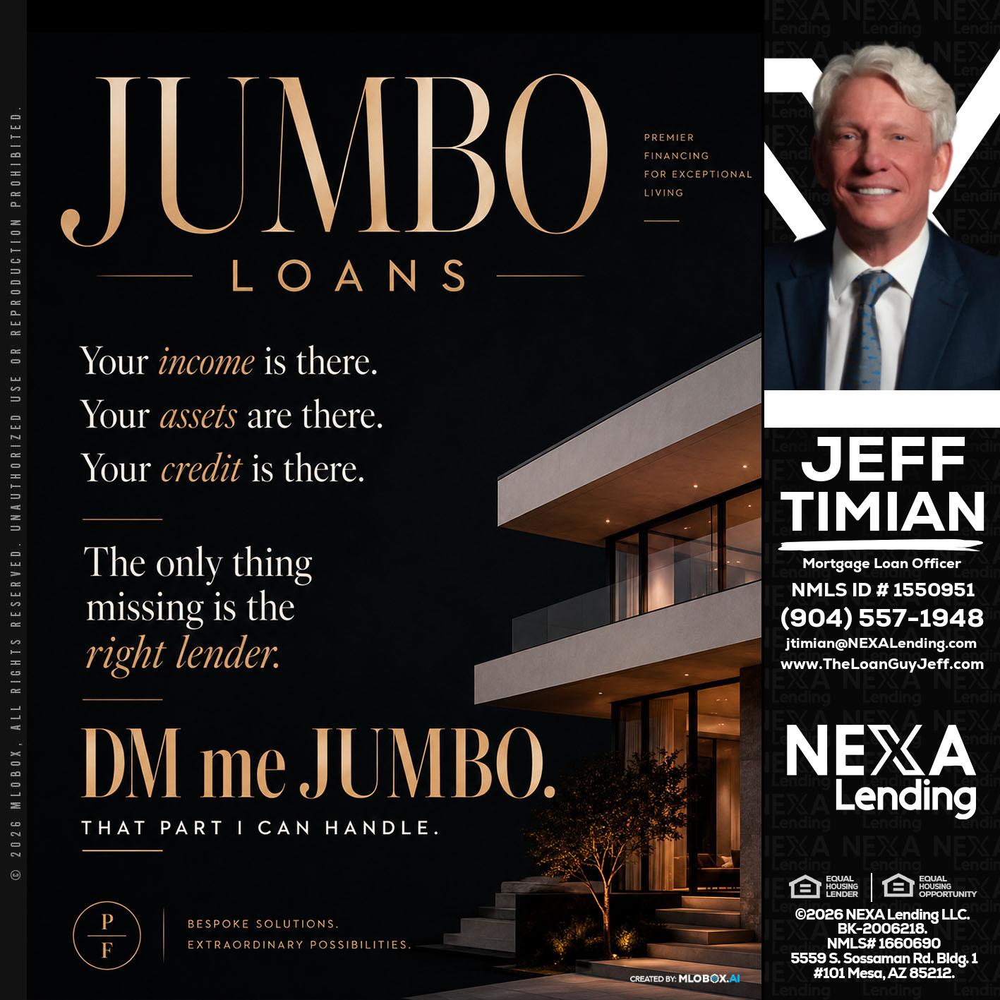 JUMBO LOANS - Jeff Timian -Mortgage Loan Officer