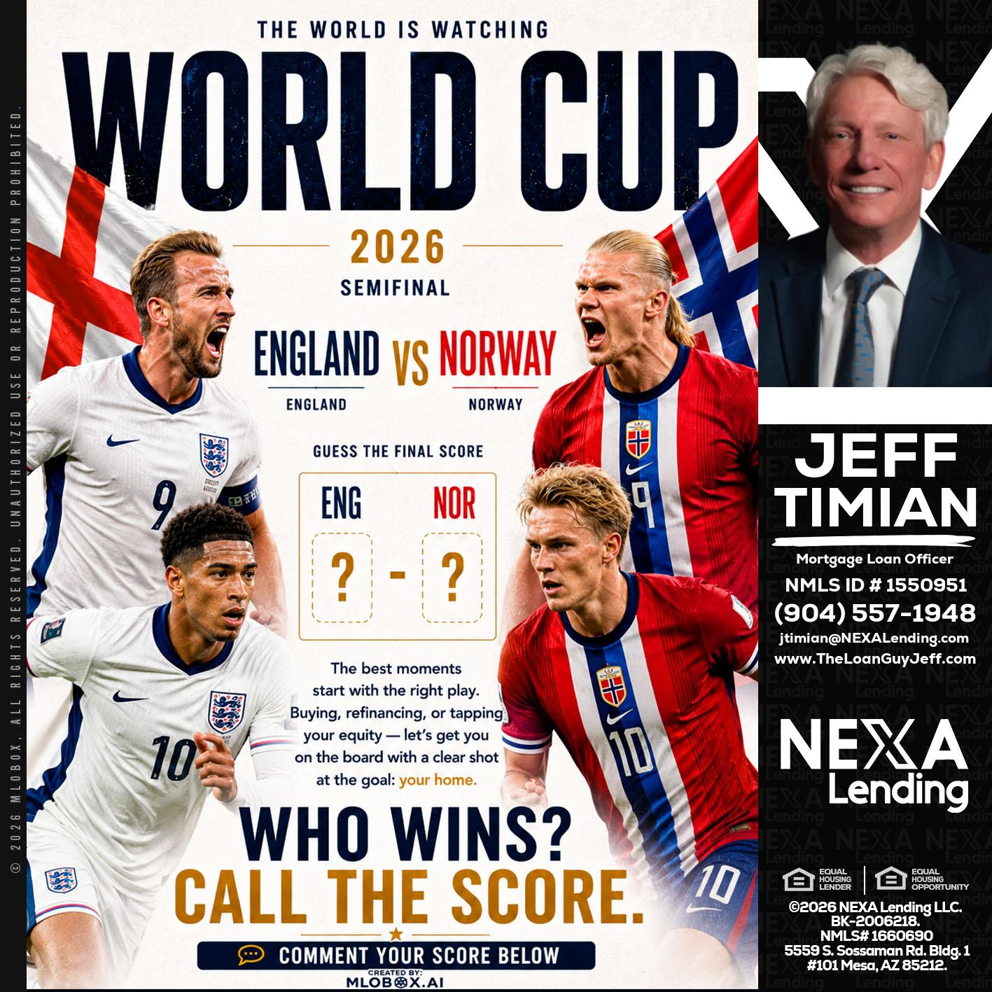 WORLD CUP 2026 - Jeff Timian -Mortgage Loan Officer