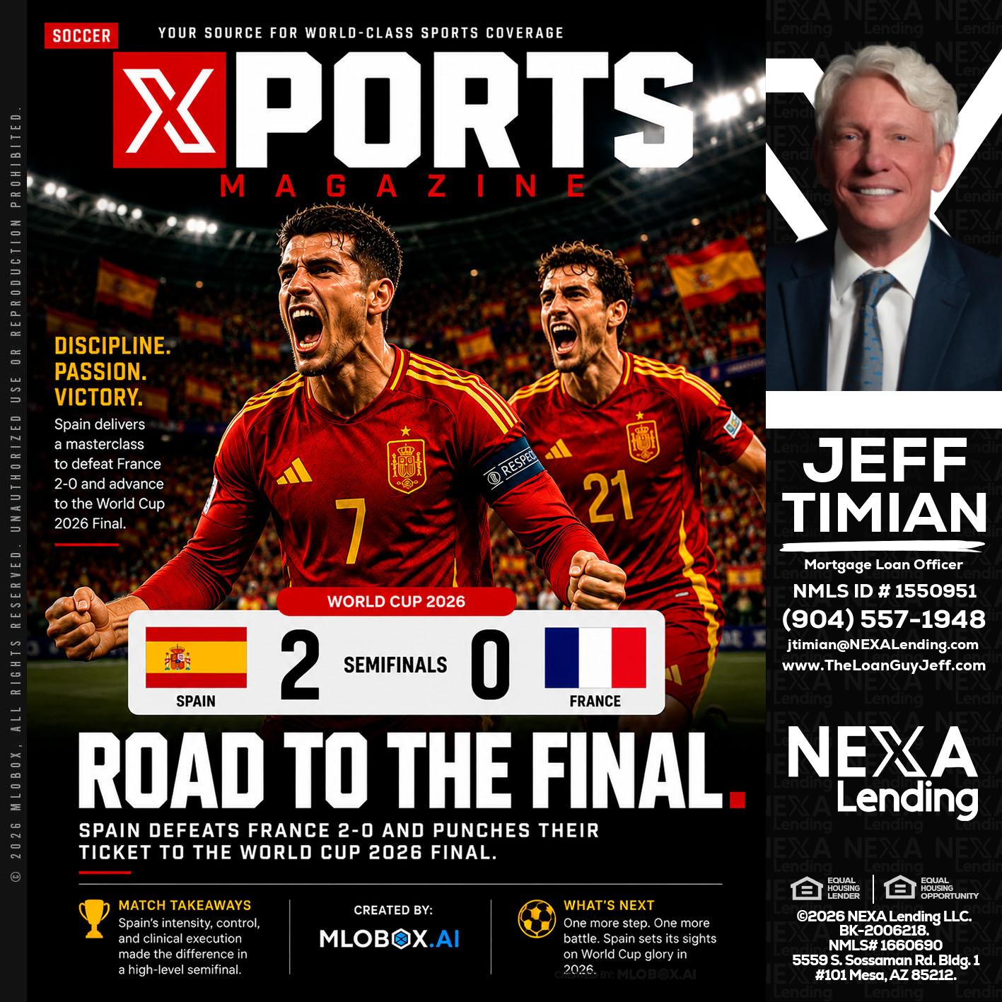 XPORTS WORLD CUP 2026 - Jeff Timian -Mortgage Loan Officer