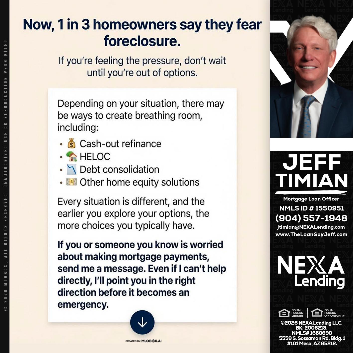 NOW, 1 IN 3 - Jeff Timian -Mortgage Loan Officer