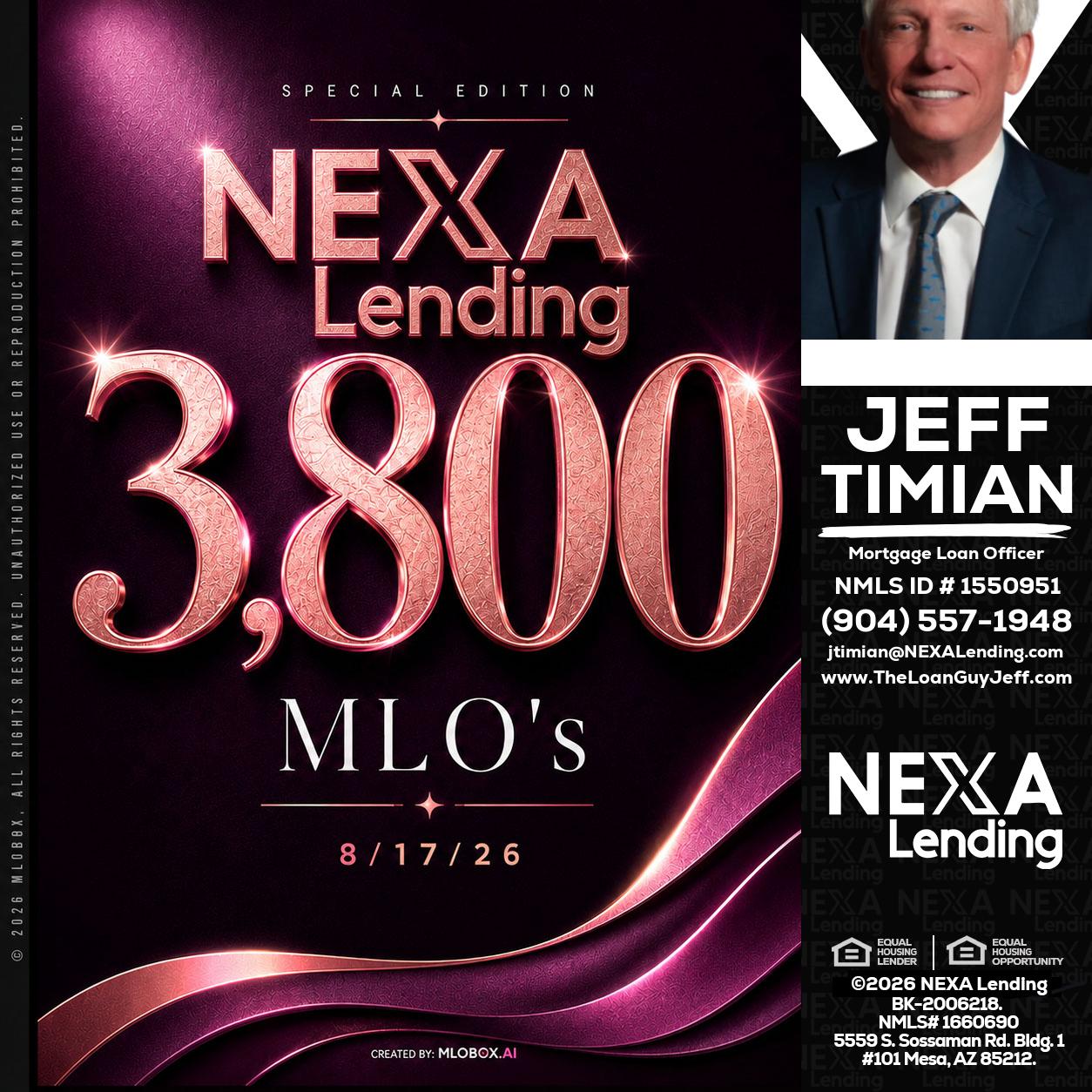3800 MLOs - Jeff Timian -Mortgage Loan Officer