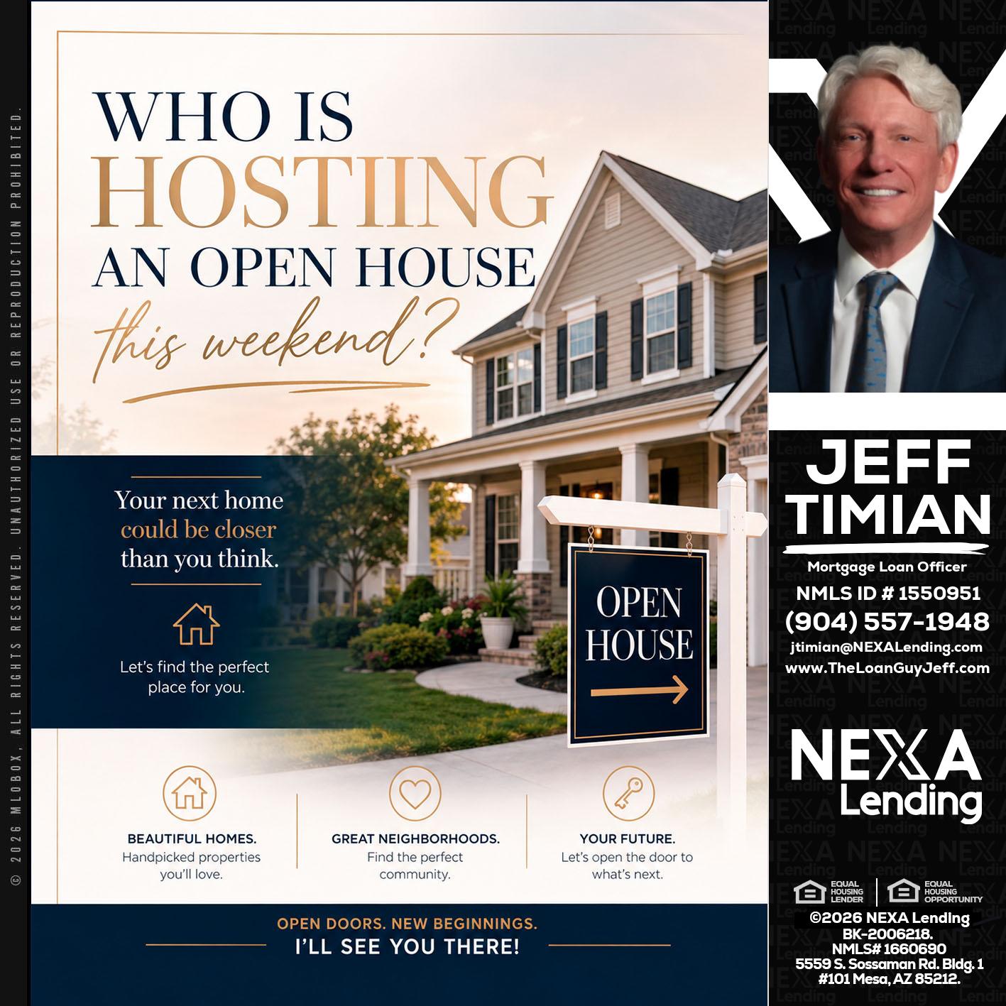 WHOS HOSTING - Jeff Timian -Mortgage Loan Officer